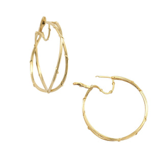 DOUBLE VINE HOOPS, 1.5" GOLD