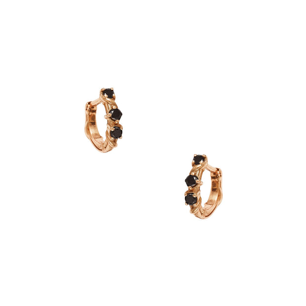 STUDDED THREE STONE VINE HOOPS, XS