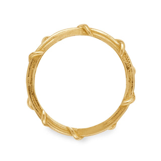 Karen Karch 18k yellow gold Gladiator Vine 6-band Ring, top view, on white background 