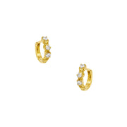 STUDDED THREE STONE VINE HOOPS, XS