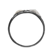 Chunky and stackable- at 10mm wide- this organic texture band is dotted with two rose cut diamonds, one larger than the other by Karen Karch