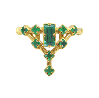 Karen Karch Yellow Gold Emerald Tokyo Floating Star Ring on white background