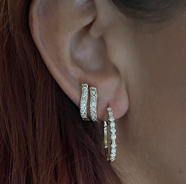 STUDDED VINE HOOPS, 1"