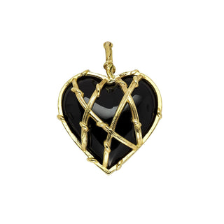 ENTWINED HEART CHARM, 3/4" BLACK ONYX