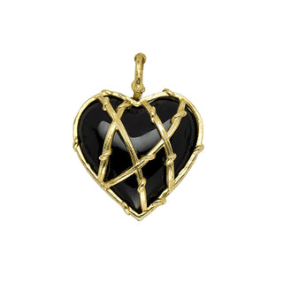 ENTWINED HEART CHARM, 3/4" BLACK ONYX