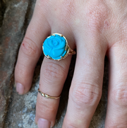 Karen Karch Gabrielle Rosebud Ring 14ky turquoise on hand