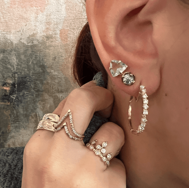 MYSTICAL CROWN TRILLION STUDS, AQUAMARINE