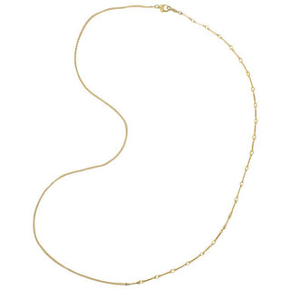 Karen Karch by Deme Wolfe Mystical Bling gold-filled chain necklace featuring two different chain styles merged displayed against a white background.