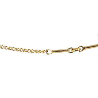 Close Up of Karen Karch by Deme Wolfe Mystical Bling gold-filled chain necklace featuring two different chain styles merged displayed against a white  background