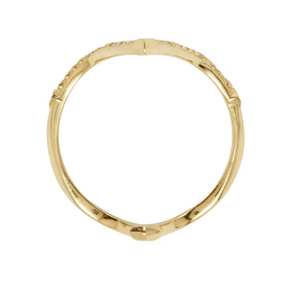 Karen Karch by Deme Wolfe Blue Sapphire 10k Yellow Gold Peak V Shape Ring, top view, on a white background 