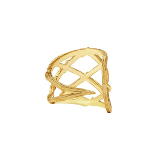 Karen Karch gold fishnet vine pattern ear cuff, back view