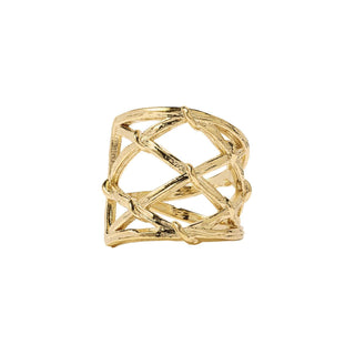 Karen Karch gold fishnet vine pattern ear cuff jewelry