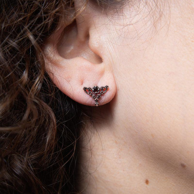 Karen Karch Floating Star Stud Earrings, Garnet Silver