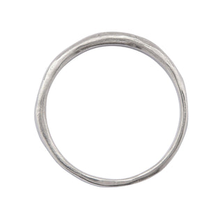 Karen Karch History Weathered Irregular edge platinum 4mm band on white background.