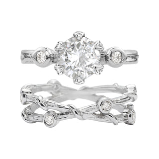 INVINCIBLE CROWN & DOTTED DOUBLE VINE RING SET