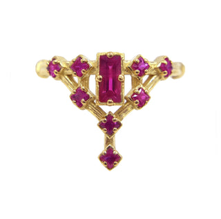 Karen Karch 18k Yellow Gold Ruby Floating Star Ring on white background