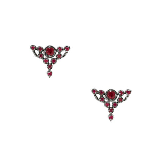 Karen Karch Floating Star Stud Earrings, Garnet Silver, An iconic Karen Karch design of clustered gems to create a star-like formation on white background.