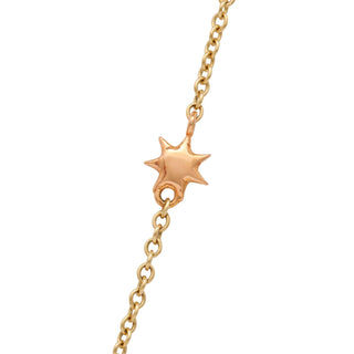 Karen Karch Yellow Gold Chain Necklace with Rose Gold Star on White Background, close up of star