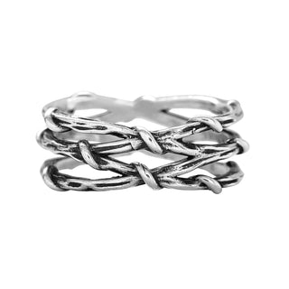 Karen Karch Silver Triple Vine Ring on white background.