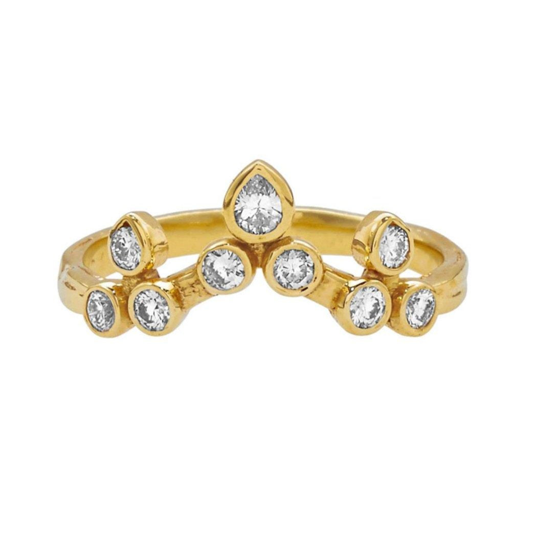 TURNED OUT BELGIAN TIARA CURVED GOLD DIAMOND RING – Karen Karch