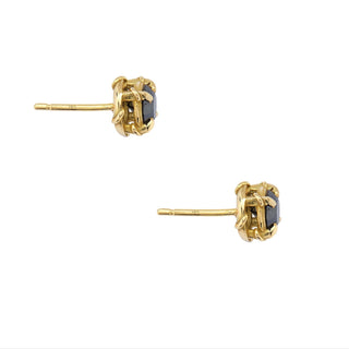 Karen Karch Black Diamond Yellow Gold Vine & Thorn Stud Earrings, side view