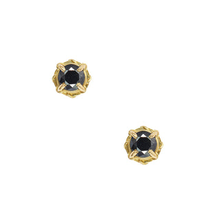 Karen Karch Black Diamond Yellow Gold Vine & Thorn Stud Earrings