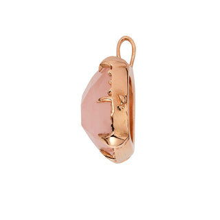 Karen Karch by Deme Wolfe Pink rose quartz pendant with rose gold frame with sharp claws side view