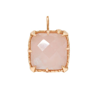 Karen Karch by Deme Wolfe Pink rose quartz pendant with rose gold frame with sharp claws 