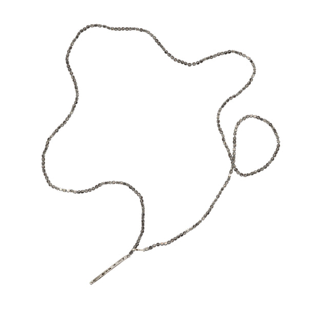 LITHE LARIAT, SILVER BEADS