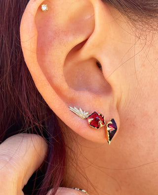 MYSTICAL HEXAGON STUDS, GARNET