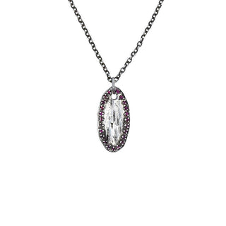 STUDDED OVAL TAG, RUBY SILVER