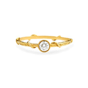 New York's best alternative jeweler, Karen Karch, showcases her signature vine band decorated with a brilliant cut colorless diamond in rose, yellow & white gold. Perfect women's stacking ring for a timelessly simple anniversary gift, holiday gift or birthday day gift for her. Graceful designer ring band made local. Shop www.karenkarch.com